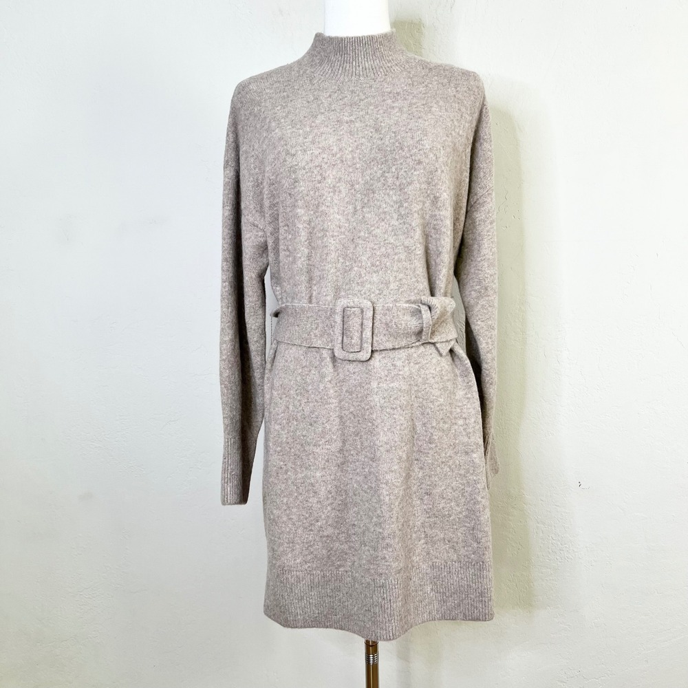 & Other Stories Sweater Dress Size Medium Brown Belted Knit Wool Blend Mini NEW‎